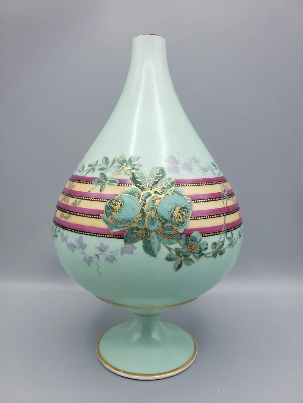 RARE Antique Art Nouveau Porcelain - 18th Century Vase - Floral w/ Gold Gilding